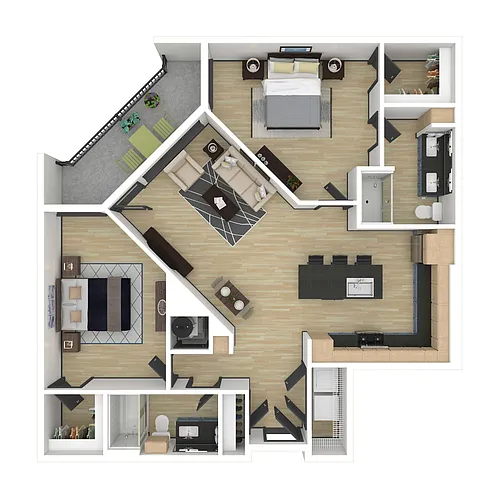 Floor plan B4: 2 Bed 2 Bath