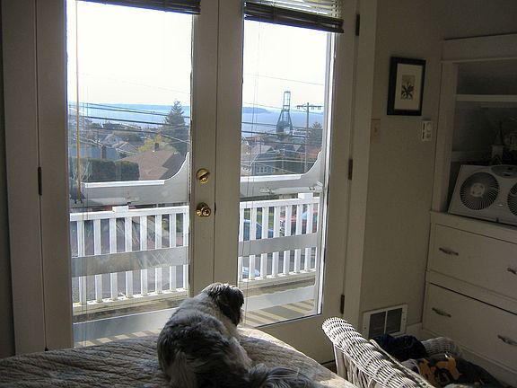 See 4th of July Fireworks thru French doors to balcony in front bedroom