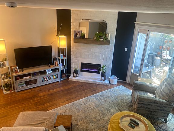 Living room with electric fireplace