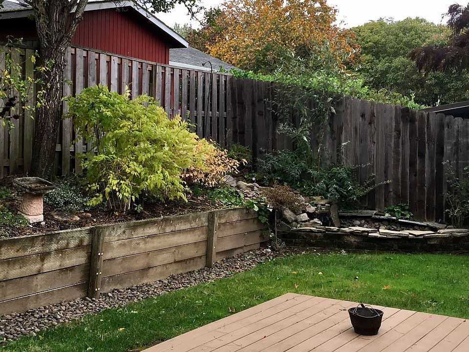 Private backyard, deck and water feature