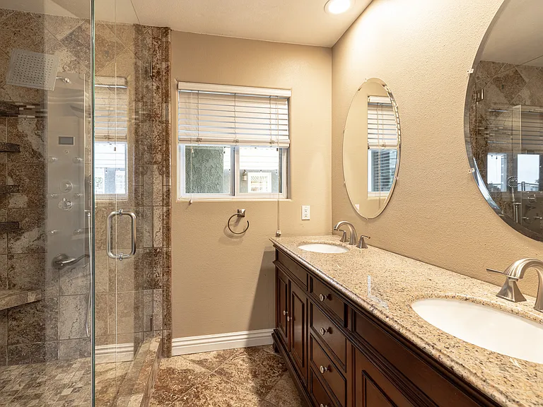 Updated primary bathroom with shower