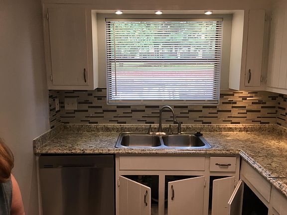 Kitchen front window view with over head LED lighting