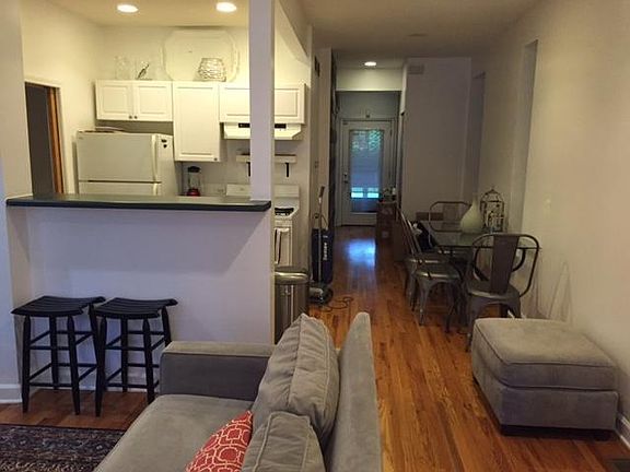 View from front door of living room and kitchen