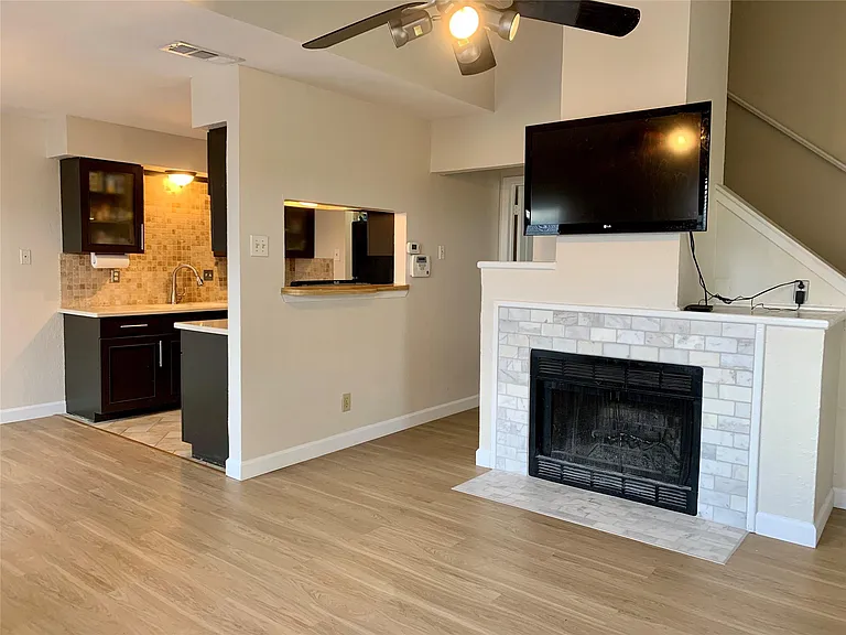 living area with fireplace