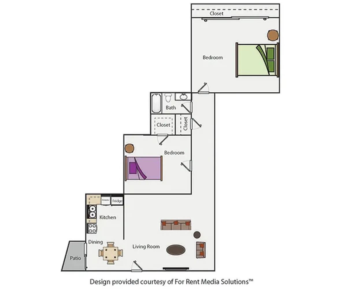 Floor plan 2BD, 1BTH