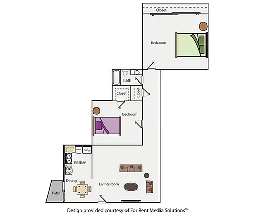 Floor plan 2BD, 1BTH
