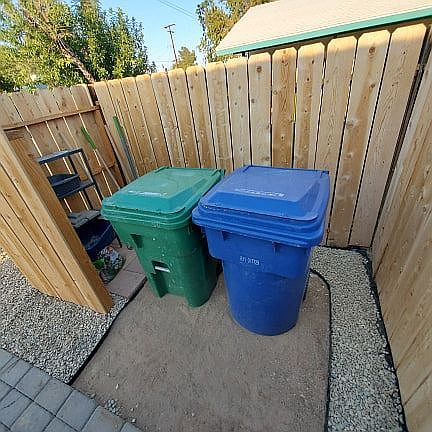 private area for trash cans