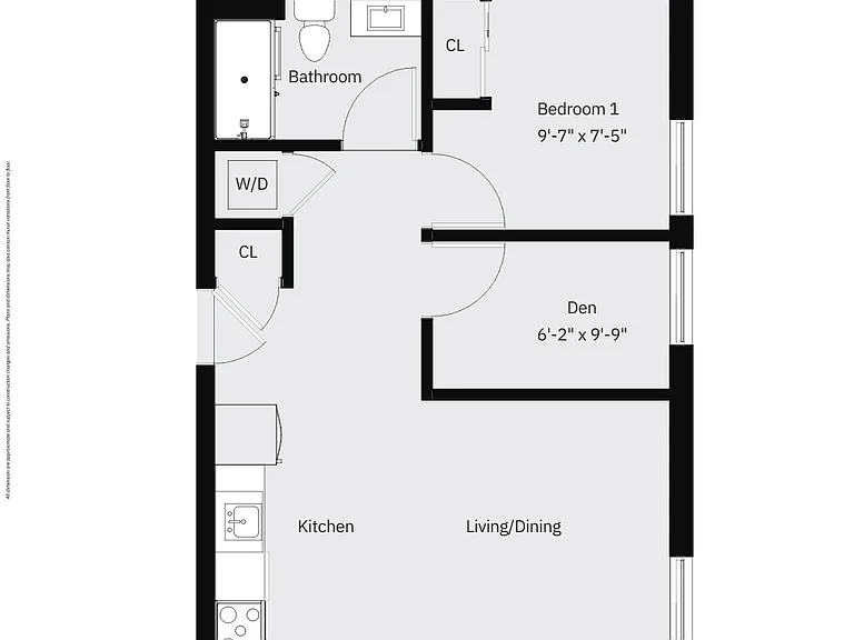 1 Bed 1 Bath + Den -D _ 590 SF 1 Bed 1 Bath + Den -D _ 590 SF