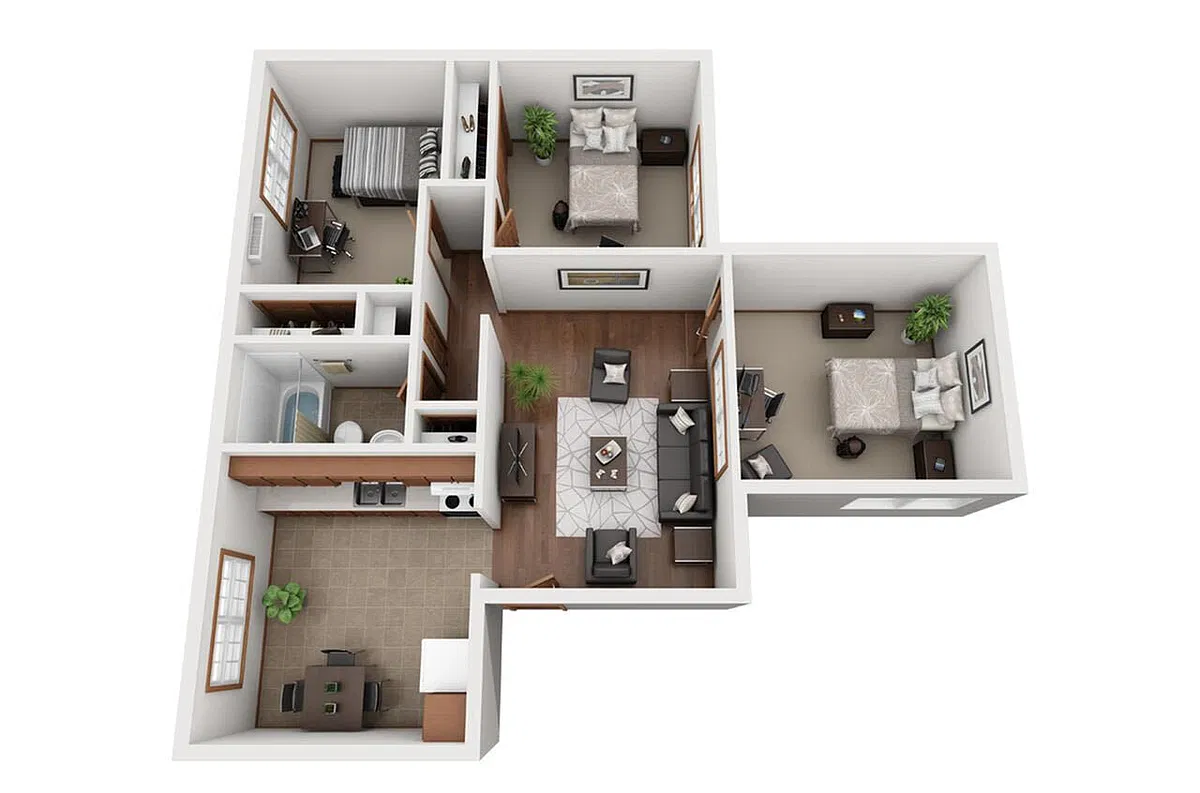 Floor plan 3 BR 1 BA - Savannah