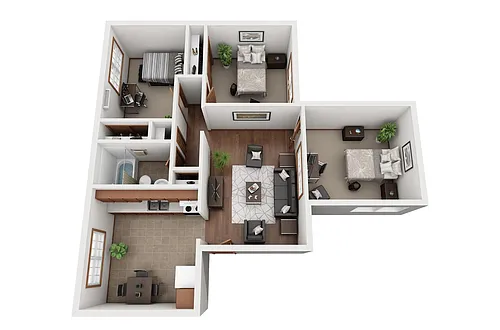 Floor plan 3 BR 1 BA - Savannah