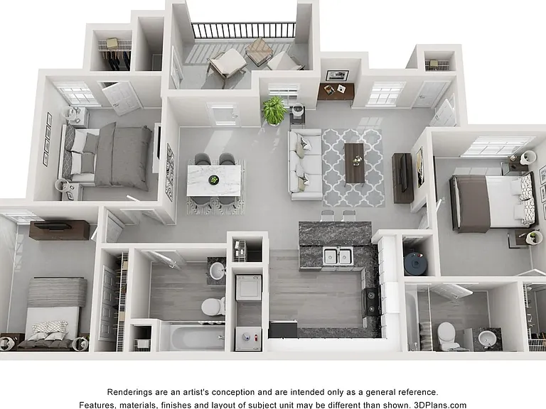 A photo of our 3x2 floor plan, The Monarch.