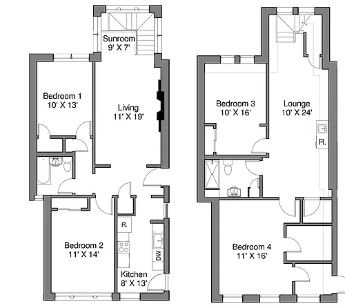Floor plan 4 Bedroom 2 Bathroom Duplex