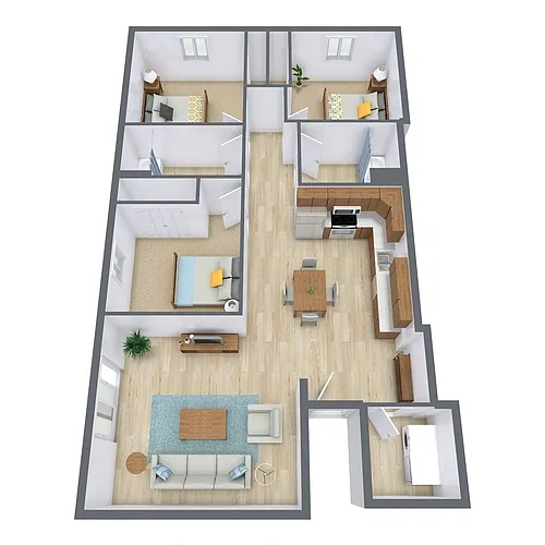Floor plan Three Bedroom 32B
