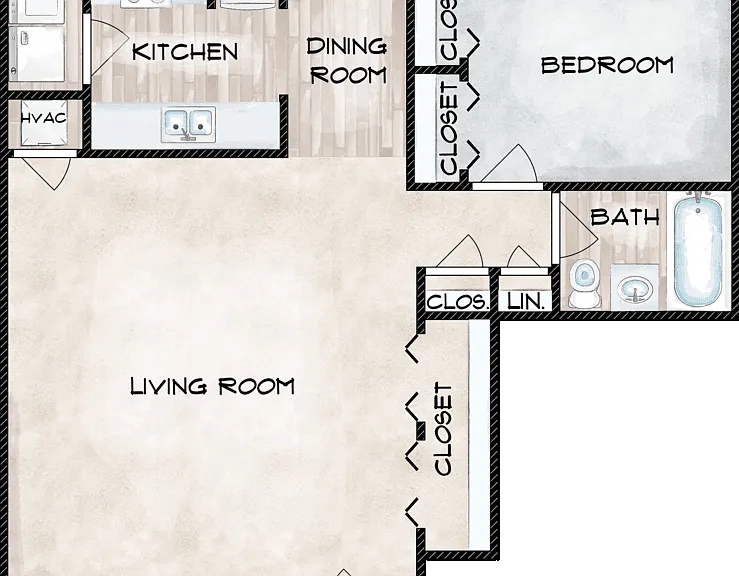 One Bedroom Floorplan Diagram
