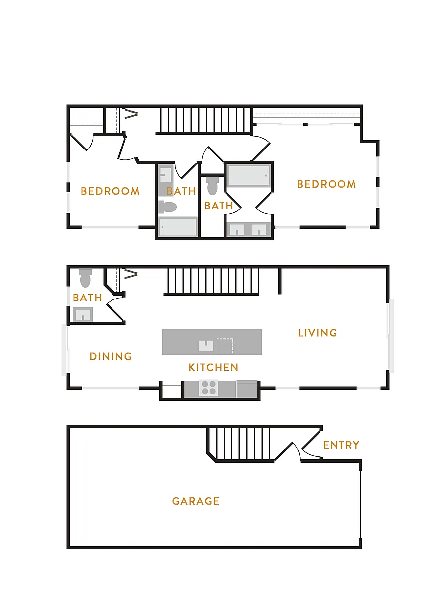 Floor plan 2 Bedroom Townhome T2