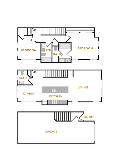 Floor plan 2 Bedroom Townhome T2