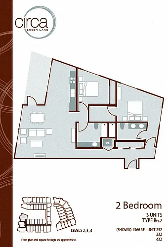 Floor plan 2 Bedroom 2 Bath - B6.2