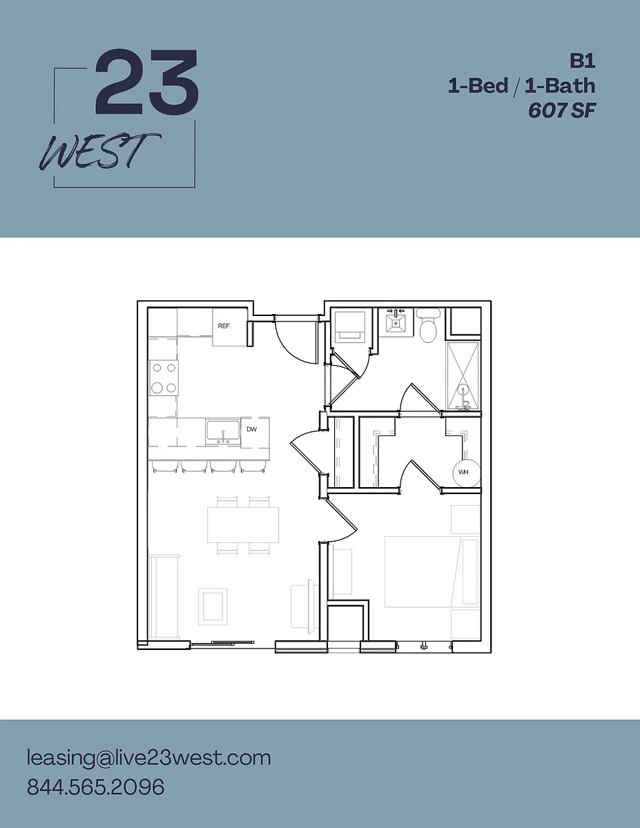 Floor plan B1 - 1 Bed 1 Bath