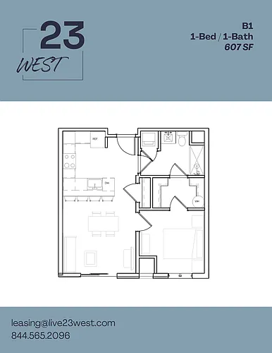Floor plan B1 - 1 Bed 1 Bath
