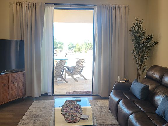 living area, leather Bernhardt power reclining sofa