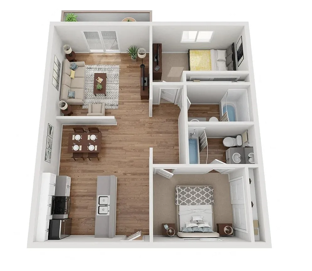 Floor plan 2 Bedroom 2 Bathroom B2