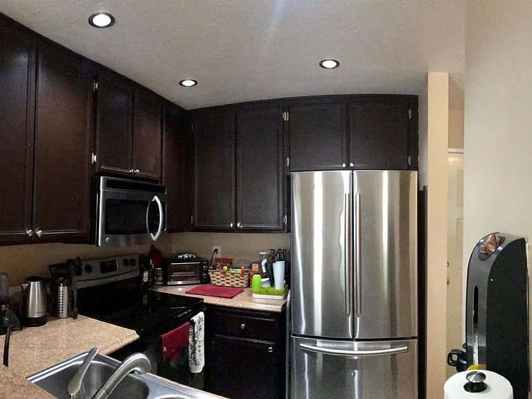 Kitchen with stainless steel appliances
