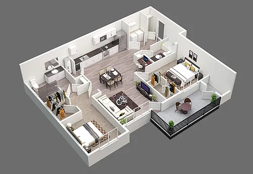 Floor plan Two Bed Two Bath C