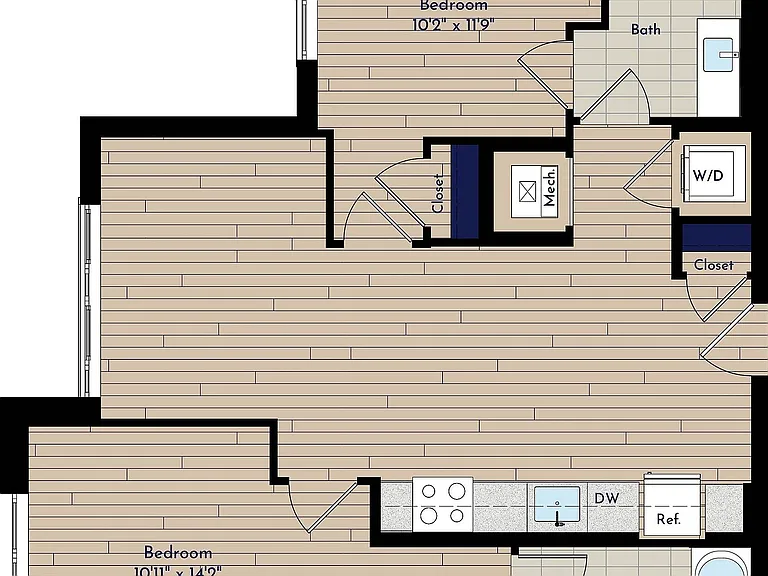 B 2BR-C Two Bedroom Floor Plan B 2BR-C Two Bedroom Floor Plan