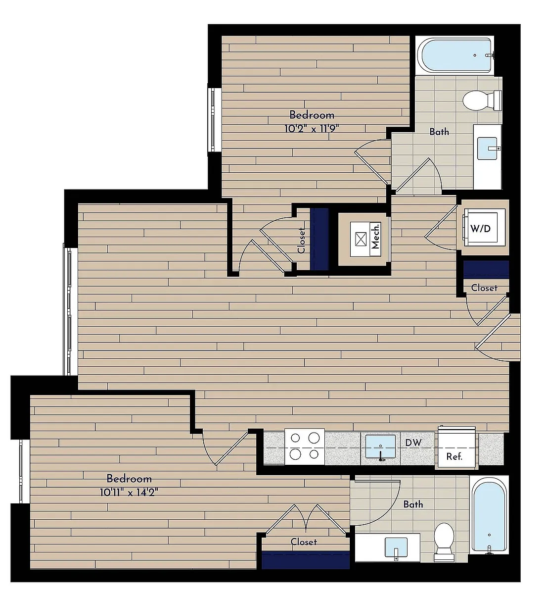 Floor plan B 2BR-C 70
