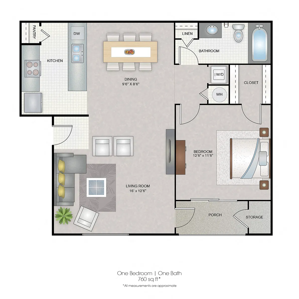 Floor plan Large One Bedroom