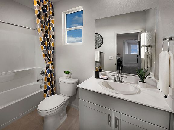 Bathroom in the 3524 floorplan taken at a Meritage Homes community in Manteca, CA.