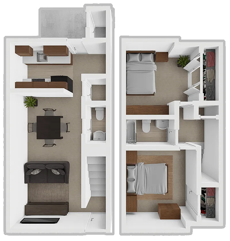 Floor plan 2 Bed 1.5 Bath TH