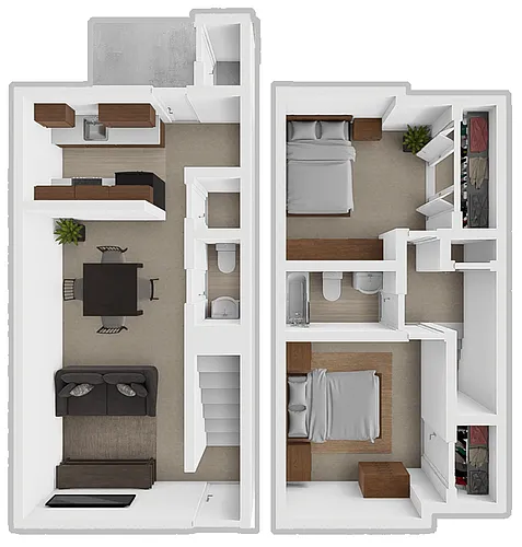 Floor plan 2 Bed 1.5 Bath TH