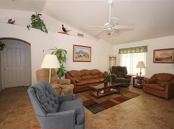 Living room with display shelves