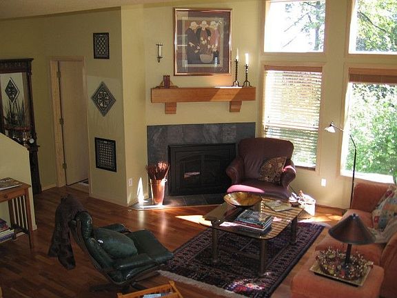 view to fireplace