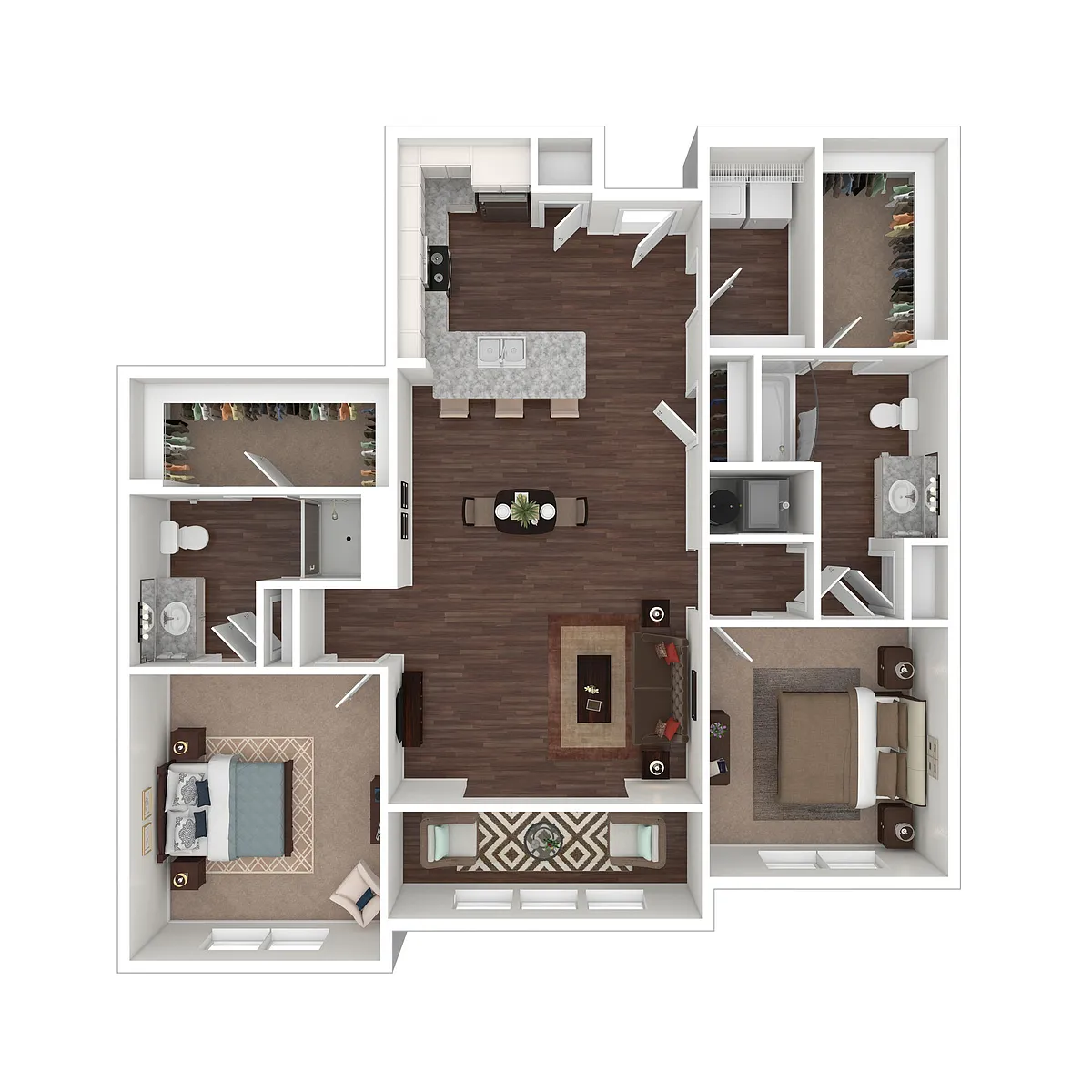 Floor plan 2 Bedroom with Sunroom
