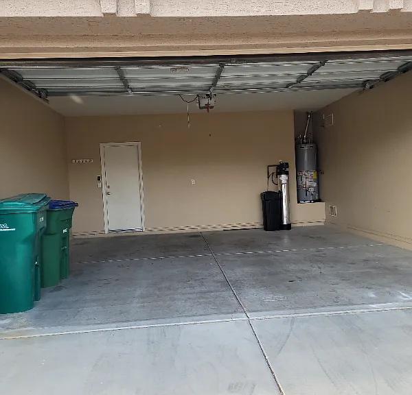 Two car garage. Salt water softener. Gas water heater ,40 gallon.
