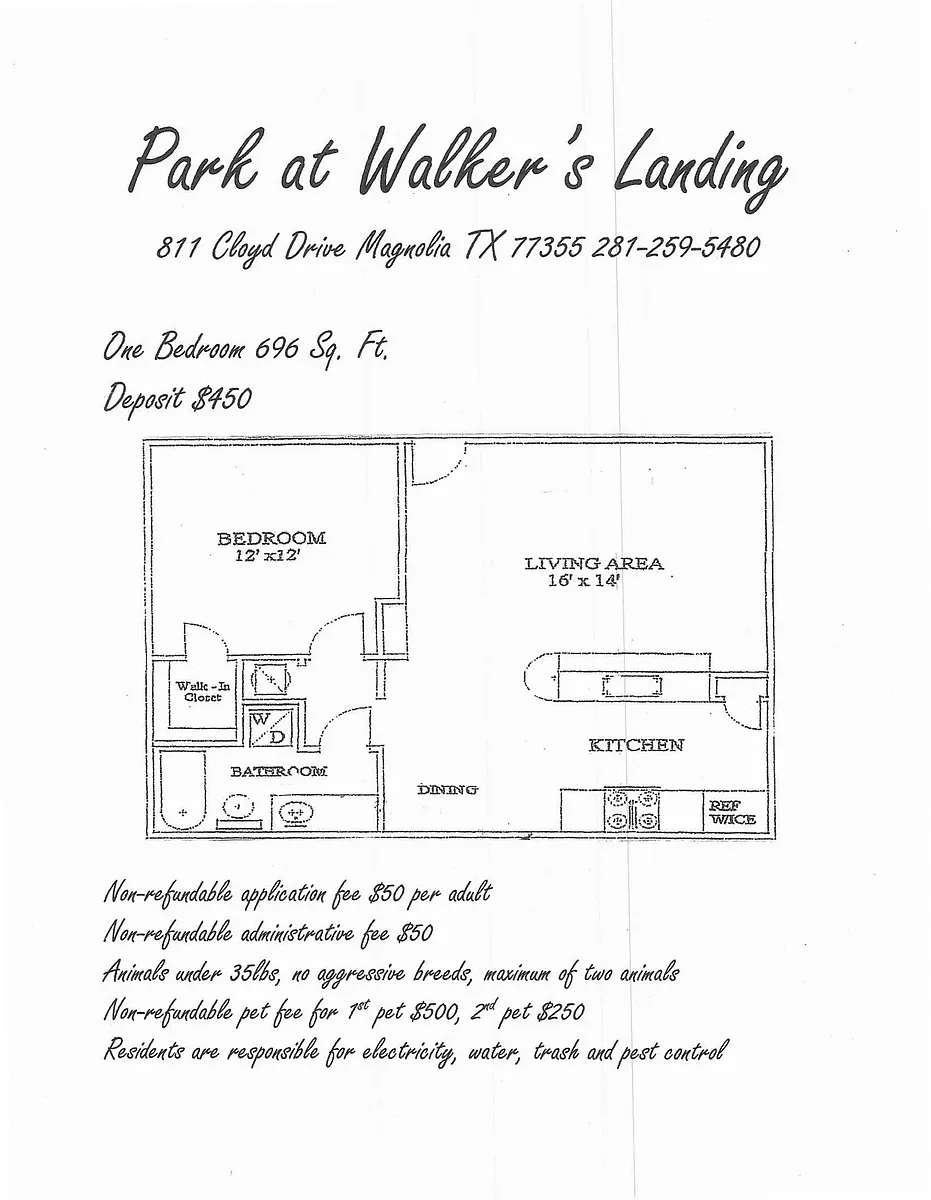 Floor plan 1 bedroom, 1 bathroom