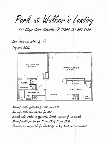 Floor plan 1 bedroom, 1 bathroom