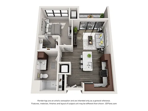 Floor plan Onyx 1 Bed, 1 Bath
