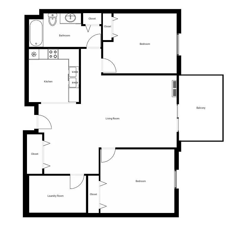 Floor plan 2 Bed/ 1 Bath A