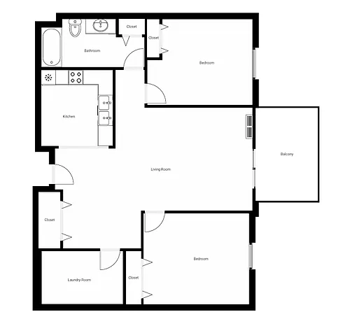 Floor plan 2 Bed/ 1 Bath A