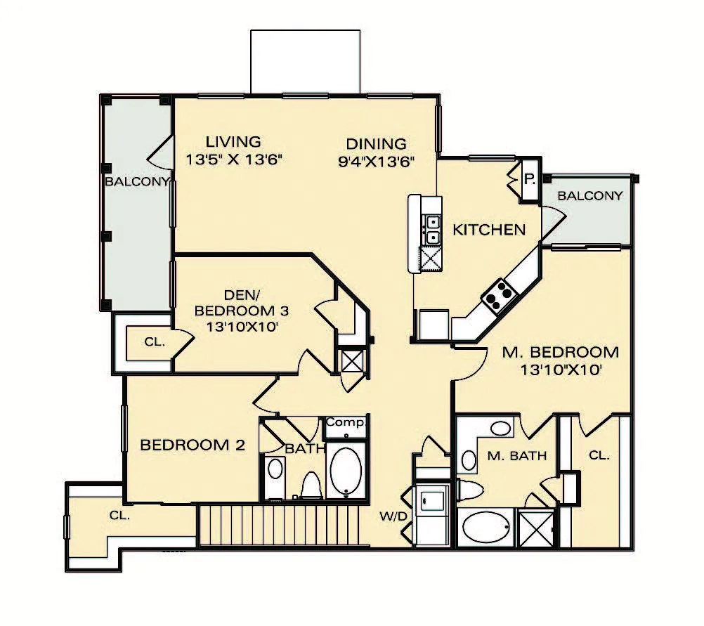Floor plan Three Bedroom Grand Cayman - Call for Availability