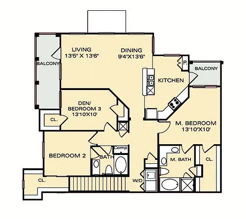 Floor plan Three Bedroom Grand Cayman - Call for Availability