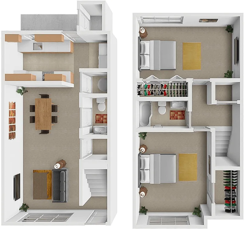 Floor plan 2 Bedroom 1.5 Bath Townhouse