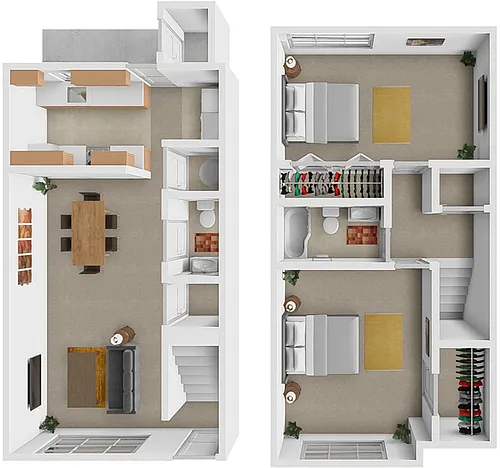 Floor plan 2 Bedroom 1.5 Bath Townhouse
