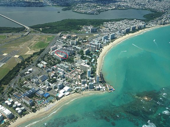 Red circle shows building