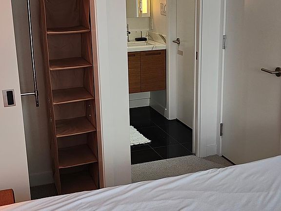 bedroom view toward bathroom