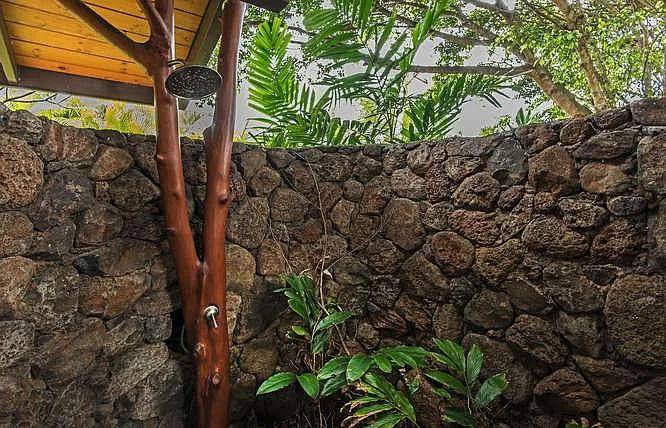 Outdoor shower off guest suite.