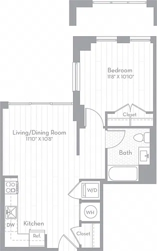 Floor plan 1 Bed/1 Bath-A03